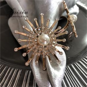 Pearl Napkin And Ring Set Flower Ray Gold Metal 6cm