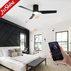 China Low Profile 52 Inches Smart Led Ceiling Fan Flush Mount 3 Abs Blades With Speaker supplier