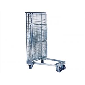Galvanized Lockable Roll Cage Trolley Folding Portable With 4 Wheels