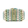 Hard Case Handmade Stone Clutch Bag Malachite Green Crystal With Golden Lining