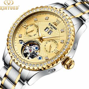 China KINYUED Luxury Brand Watches Chronograph Men Sports Stainless Steel Waterproof Mechanical Watch supplier