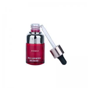 China 30ml Red Floral Glass Essential Oil Colored Dropper Bottles With Silver Collar supplier