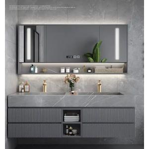 China Modern Bathroom Vanity Sink Cabinet Solid Wood Furniture Double Cabinet supplier