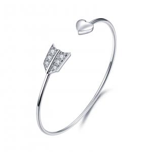China Rhodium Plated Cupid'S Arrow Bracelet 3.0mm White Gold Bangle Womens supplier
