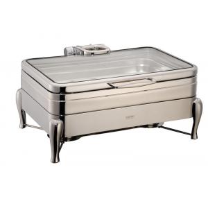 YUFEH Stainless Steel 304# Hydraulic Induction Chafing Dish W/ Glass Lid Buffet Serving Dish Warmer