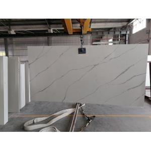 20MM Thickness Calacatta Quartz Stone Grey Veins Polished Marble Look Stone Slab