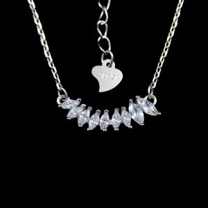 China Nine Diamond Shape Zircon Simple Sterling Silver Heart Necklace 16 X 5mm supplier
