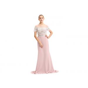 China Elegant Short Sleeve Light Pink European Style Evening Dresses Straight Skirt Type supplier