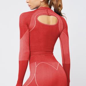 Ebay Amazon Ins line Jacquard seamless knitting long-sleeved gradient hollowed out fitness long-sleeved yoga clothes