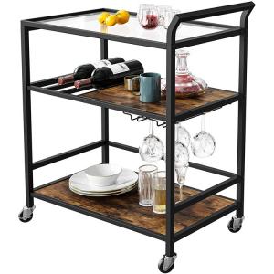 Textured Wooden Rotating Modern Kitchen Cart Trolley ODM Industrial Style