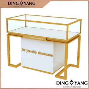 China Brush Gold Shinning White Wood Showcase For Jewelry Custom Service Design supplier