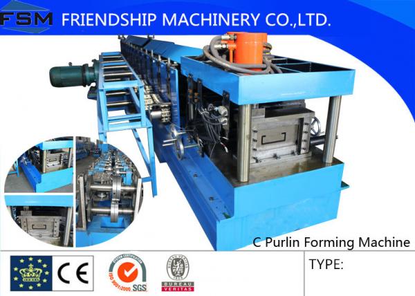 100 mm 200 mm Only C Steel Purlin C Z Purlin Roll Forming Machine With Hydraulic