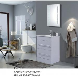 China Floor Mounted Bathroom Vanity Cabinets 610*470*820mm with LED Mirror Lamp supplier