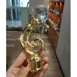 Wholesale crystal gold curtain pole metal finials curtain rod accessories for curtain rods