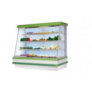 Remote System Two Meter Long Vegetable Display Fridge Green / Black / White Color