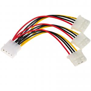 Computer Power Supply Y Splitter Adapter Cable Molex 4 Pin Male To 3*4 Pin Female Custom Length