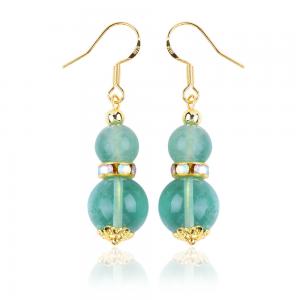 Handmade DIY Bead Green Fluorite Crystal Short Drop Hook Earring Gemstone Earring For Gift Giving