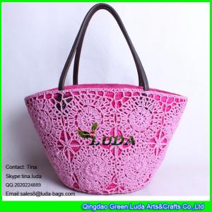 LUDA pinke crochet bag lady straw beach tote shoulder bag