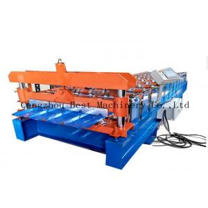 China Trapezoid Roofing Sheet Roll Forming Making Machine For Building Material supplier