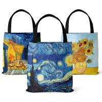 China Customized Oil Painting Canvas Tote Bag Retro Art Fashion Travel Bag Women Leisure Eco Shopping High Quality Foldable Handbag on sale