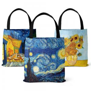 China Customized Oil Painting Canvas Tote Bag Retro Art Fashion Travel Bag Women Leisure Eco Shopping High Quality Foldable Handbag supplier