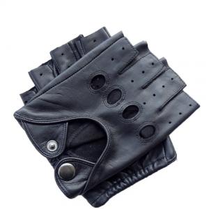 Soft Mens Leather Fingerless Gloves , Mens Leather Winter Gloves Hand Sewing Stitching