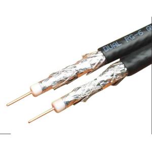 Dual RG6 Quad CATV Coaxial Cable 18 AWG CCS 60% AL Braid CM Rated PVC Jacket