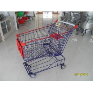 China Customised 150L Wire Shopping Carts Asian Style With Low Tray And 4 Swivel Flat TPE Casters supplier
