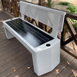 Gray Outdoor Smart Solar Bench Park Use Metal Frame Bench Eletroplating