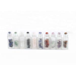 Crystal Ball Gemstone Glass Roller Bottles With Gemstone Chips Inside