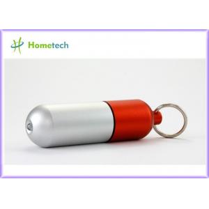 China Silver & red doctor gifts 4GB custom lovely metal Promotional aluminium alloy Capsule Pill shaped USB Flash drive supplier