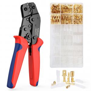 China Ratchet Pin Wire Crimper Set With Female Male Spade Bullet Connectors supplier