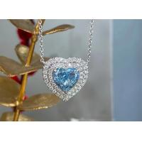 China Heart Cut Lab Created Diamond Pendants Blue Diamond Heart Pendant 2.63ct on sale