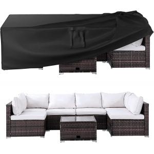 Outdoor Waterproof Patio Furniture Covers,420D Oxford Polyester Black Rectangular Sectional Furniture Set Covers