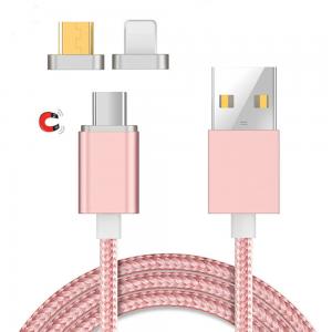 1M Nylon braided 3 in 1 Magnetic cable for Apple, type-c, Android magnet charging cable Amazon