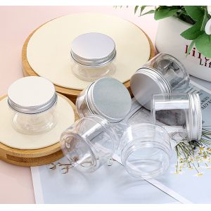 China Plastic Jars Round Clear Cosmetic Container with Black Lids, Bagease Slime Jars for Lotion, Cream, Ointments, Makeup, Eye shadow, Rhinestone, Samples, Pot, Travel Storage wholesale