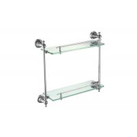 China Brass Bathroom Accessory Double Layers Glass Wall Shelves Chrome Finish on sale