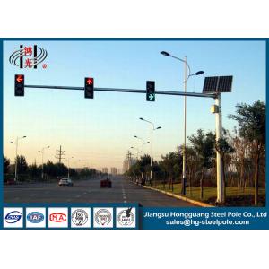Solar Panel Red Green Automated Traffic Light Pole Q345 For Pedestrian crossing