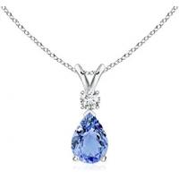 China 14K Solid Gold Angara Natural Tanzanite Solitaire Pendant Necklace For Women Girls on sale
