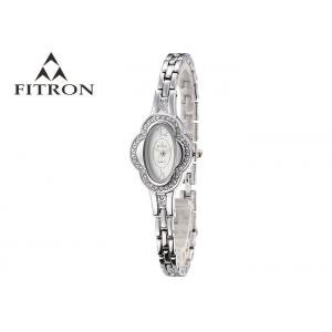 Alloy Steel Strap Diamond Quartz Watch Japan Movt , Womens Silver Bracelet Watch