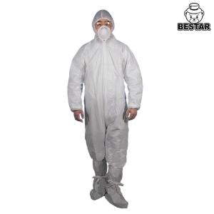 China White Disposable Protective Coveralls With Hood Spp PE Coating For Food Industry supplier