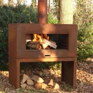 Free standing Wood Burning Steel Outdoor Chiminea Fireplace With Log Store