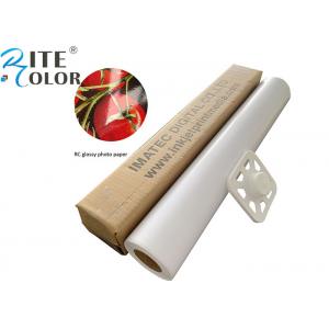 China 190gsm Larget Format RC Glossy Resin Coated Photo Paper Roll Pigment / Dye Inks supplier