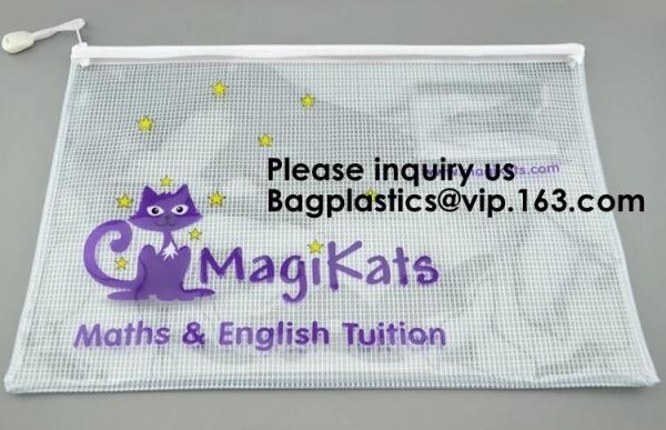 Mesh Bag/Zipper /Mesh Pouch/File,Promotional Plastic Mesh Clear File Bag With