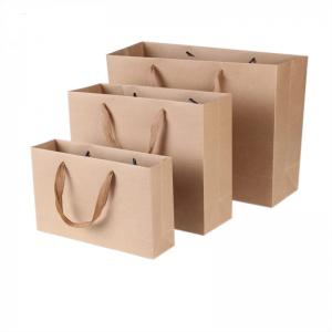 China Biodegradable Printed Brown Paper Bags , Kraft Paper Gift Bags High Durability supplier