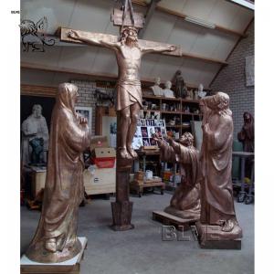 China BLVE Bronze Jesus Cross Statues Christian Virgin Mary And Saint Sculpture Crucifixion Catholic Religious Metal Life Size supplier
