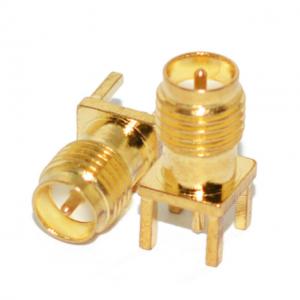 China RP SMA Female Converter Through Hole Gold Plated RF Antenna Connector  For Pcb Mount supplier