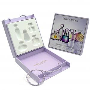 China Cosmetic Rigid Gift Boxes For Perfume / Skincare Set With Rope Handle supplier