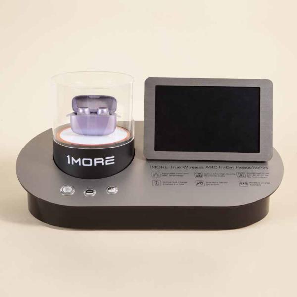 Custom Clear Acrylic Counter Headphone Display Stand Rack With LED Charge