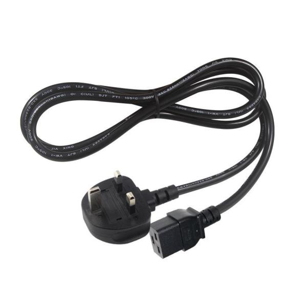 Cable de alimentación de 16A BS1363 a C19 de 1,8 m para ordenadores y SAI